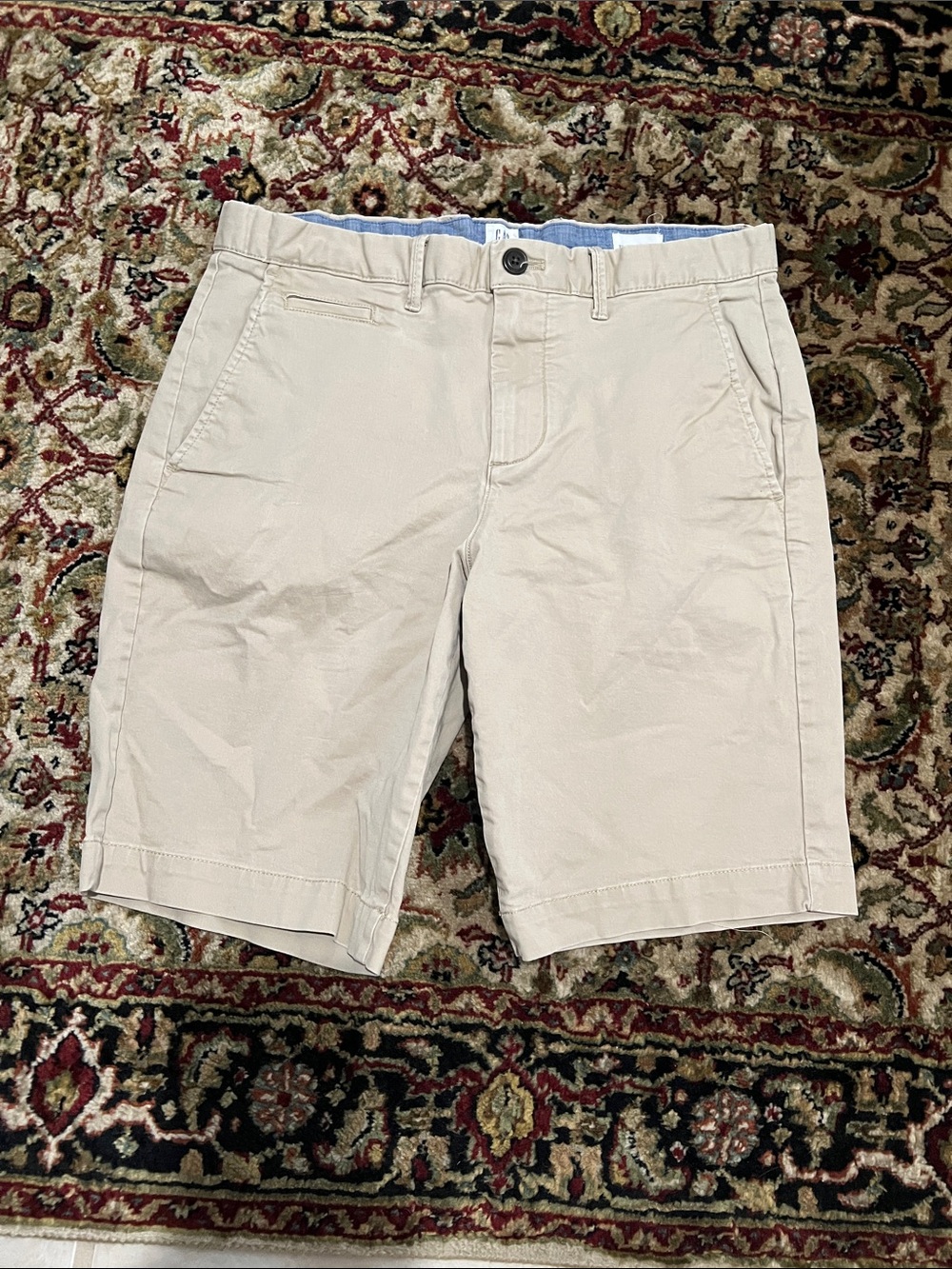 GAP Men's Khaki Flat Front Cotton Shorts Size 29